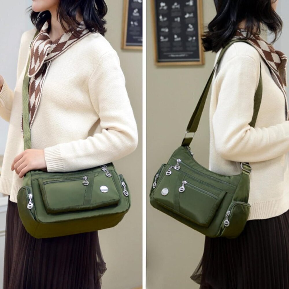 Nylon Crossbody Bag Women Waterproof Multi Pocket Travel Shoulder Handbag - Picture 7 of 7